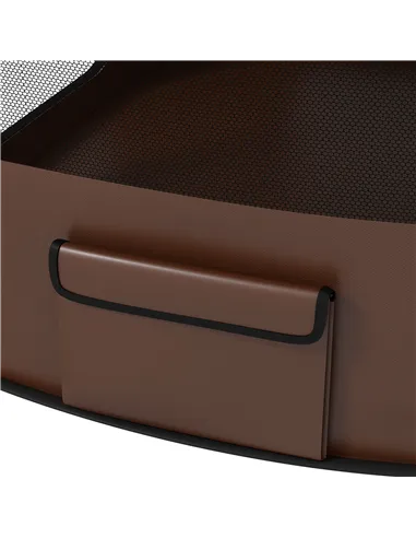 PawHut Foldable Dog Pen with Storage Bag for Indoor/Outdoor Use, Portable Pet playpen, with Ground Stakes - Brown