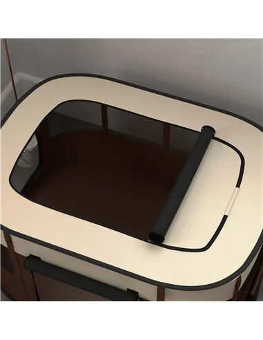 PawHut Foldable Dog Pen with Storage Bag for Indoor/Outdoor Use, Portable Pet playpen, with Ground Stakes - Brown