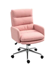 HOMCOM 91-99cm Sherpa Fleece Office Chair - Pink
