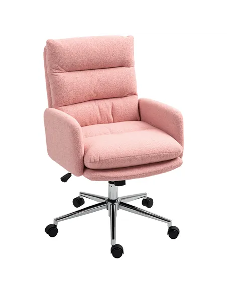 HOMCOM 91-99cm Sherpa Fleece Office Chair - Pink