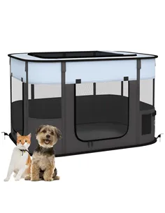 PawHut Foldable Dog Pen with Storage Bag for Indoor/Outdoor Use - Grey