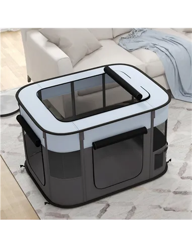 PawHut Foldable Dog Pen with Storage Bag for Indoor/Outdoor Use - Grey