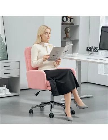 HOMCOM 91-99cm Sherpa Fleece Office Chair - Pink