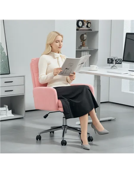 HOMCOM 91-99cm Sherpa Fleece Office Chair - Pink