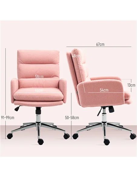 HOMCOM 91-99cm Sherpa Fleece Office Chair - Pink