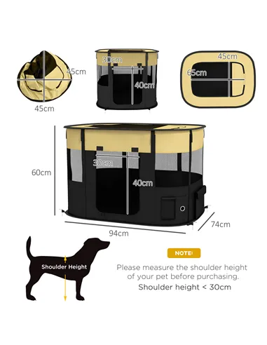PawHut Foldable Dog Pen with Storage Bag for Indoor/Outdoor Use, Portable Pet playpen, with Ground Stakes - Yellow