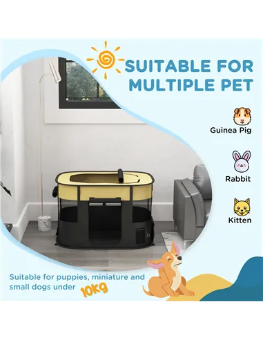 PawHut Foldable Dog Pen with Storage Bag for Indoor/Outdoor Use, Portable Pet playpen, with Ground Stakes - Yellow