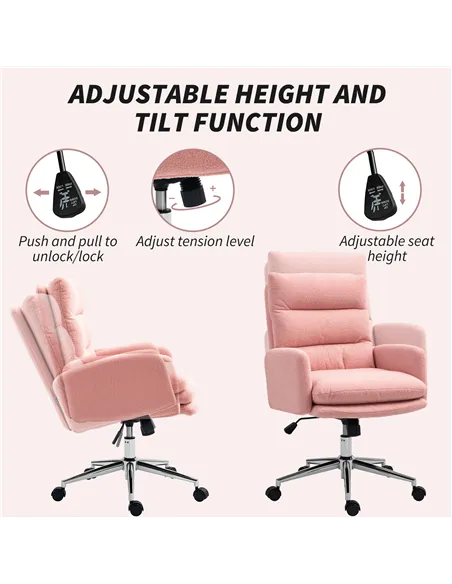 HOMCOM 91-99cm Sherpa Fleece Office Chair - Pink