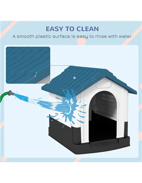 PawHut Plastic Dog Kennel with Windows, for Garden Patio, Miniature and Small Dogs, 80 x 69 x 76cm - Blue