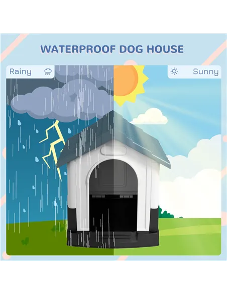 PawHut Plastic Dog Kennel with Windows, for Garden Patio, Miniature and Small Dogs, 80 x 69 x 76cm - Blue