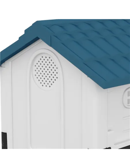PawHut Plastic Dog Kennel with Windows, for Garden Patio, Miniature and Small Dogs, 80 x 69 x 76cm - Blue