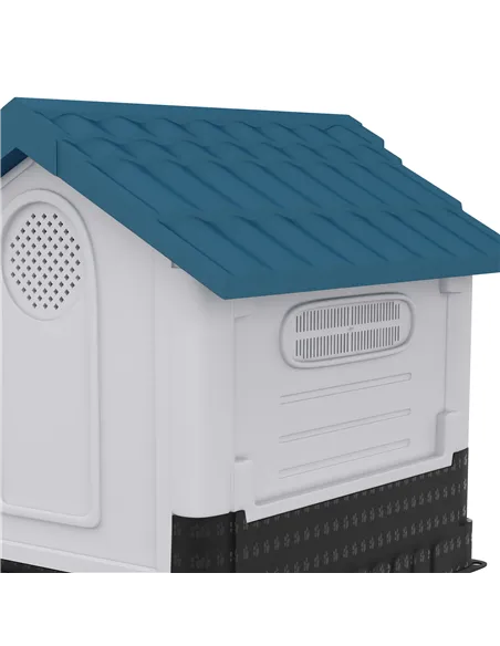 PawHut Plastic Dog Kennel with Windows, for Garden Patio, Medium and Large Dogs, 101 x 88 x 99cm - Blue