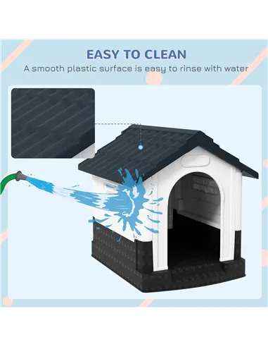 PawHut Plastic Dog Kennel with Windows, for Garden Patio, Miniature and Small Dogs, 80 x 69 x 76cm - Grey