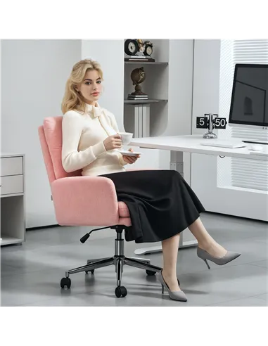 HOMCOM 91-99cm Sherpa Fleece Office Chair - Pink