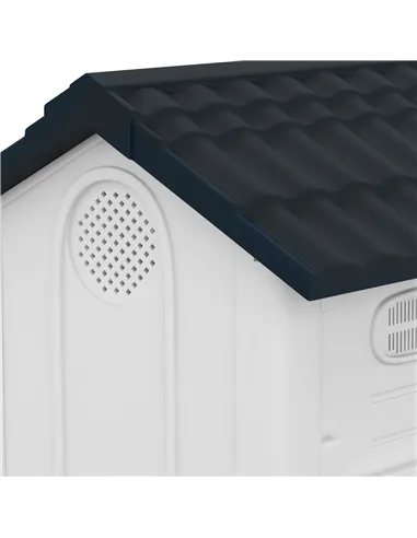 PawHut Plastic Dog Kennel with Windows, for Garden Patio, Miniature and Small Dogs, 80 x 69 x 76cm - Grey