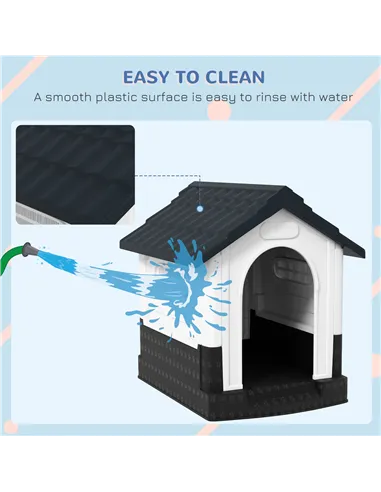 PawHut Plastic Dog Kennel with Windows, for Garden Patio, Miniature Dogs, 64.5 x 57 x 66cm - Grey