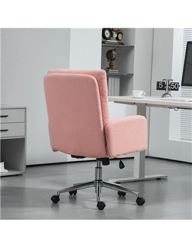 HOMCOM 91-99cm Sherpa Fleece Office Chair - Pink