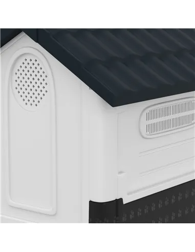 PawHut Plastic Dog Kennel with Windows, for Garden Patio, Miniature Dogs, 64.5 x 57 x 66cm - Grey