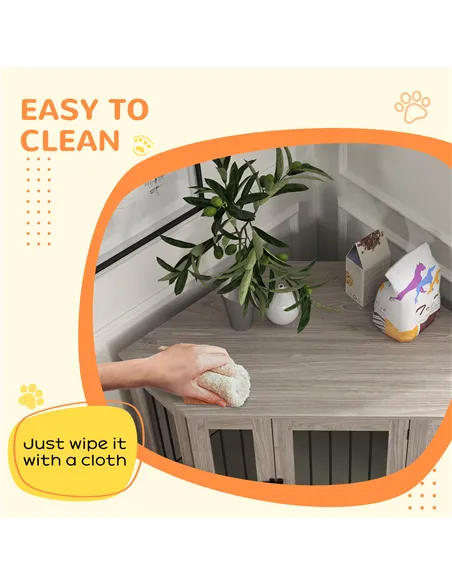 PawHut Dog Crate Furniture Side Table, with Cushion, 122 x 61 x 71cm - Walnut Brown