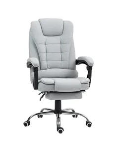 HOMCOM Linen-Look Adjustable Office Chair - Light Grey