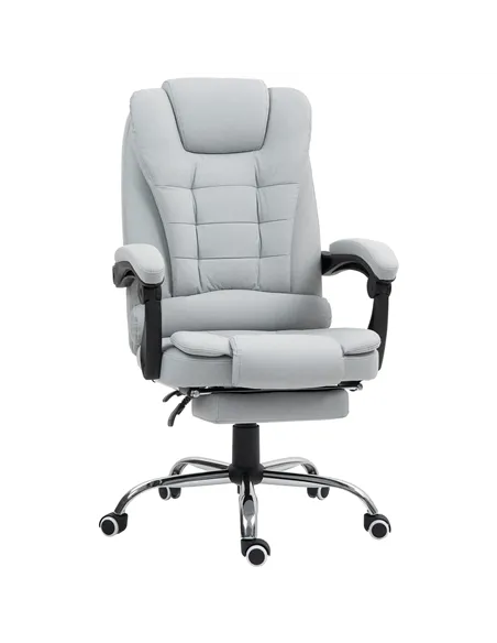 HOMCOM Linen-Look Adjustable Office Chair - Light Grey