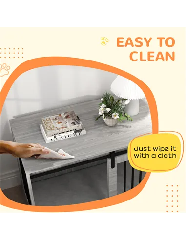 PawHut 118cm Dog Crate Furniture with Removable Cushion for Extra Large Dogs - Grey