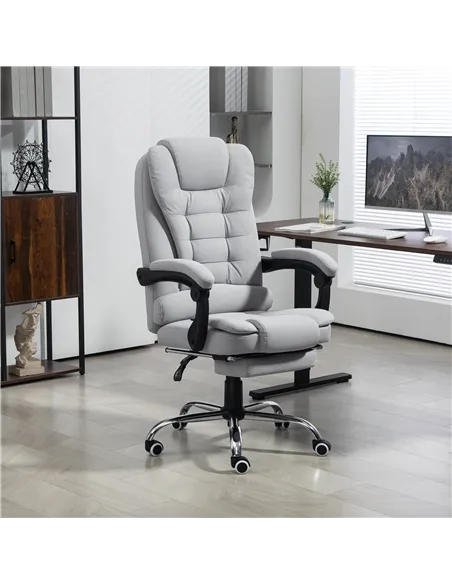 HOMCOM Linen-Look Adjustable Office Chair - Light Grey