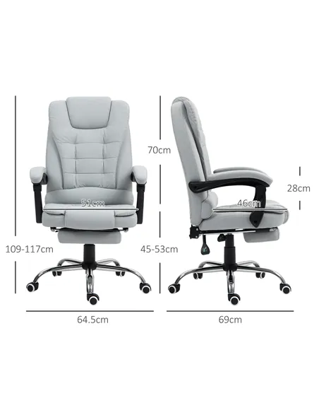 HOMCOM Linen-Look Adjustable Office Chair - Light Grey