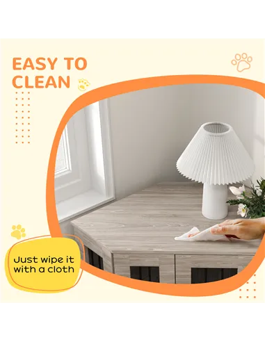 PawHut Dog Crate Furniture Side Table, with Cushion, 104 x 55 x 63cm - Walnut Brown