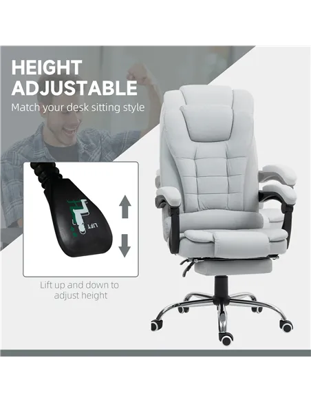 HOMCOM Linen-Look Adjustable Office Chair - Light Grey