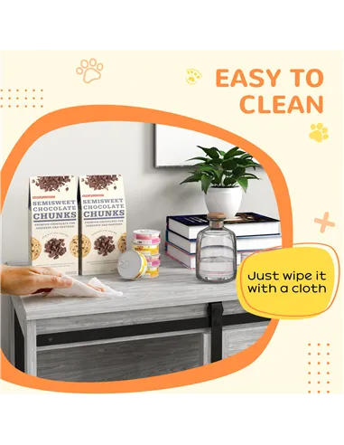 PawHut 80cm Dog Crate Furniture with Removable Cushion for Large Dogs- Grey