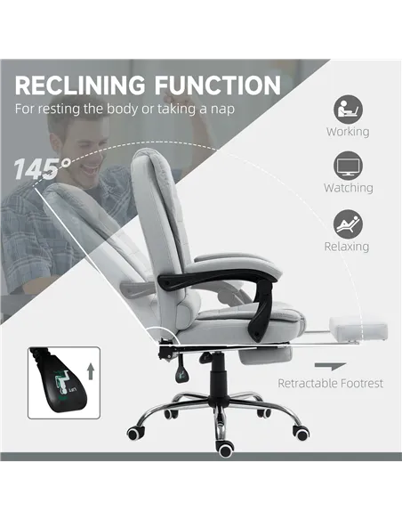 HOMCOM Linen-Look Adjustable Office Chair - Light Grey