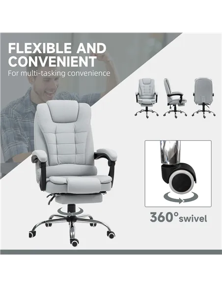 HOMCOM Linen-Look Adjustable Office Chair - Light Grey