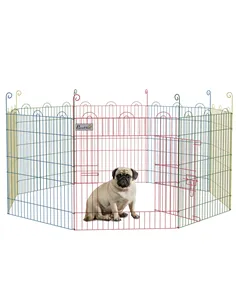 PawHut Pet Playpen Crate, with Eight Panels, Door, for Indoors and Outdoors, 60H x Φ156cm