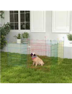 PawHut Pet Playpen Crate, with Eight Panels, Door, for Indoors and Outdoors, 60H x Φ156cm 2