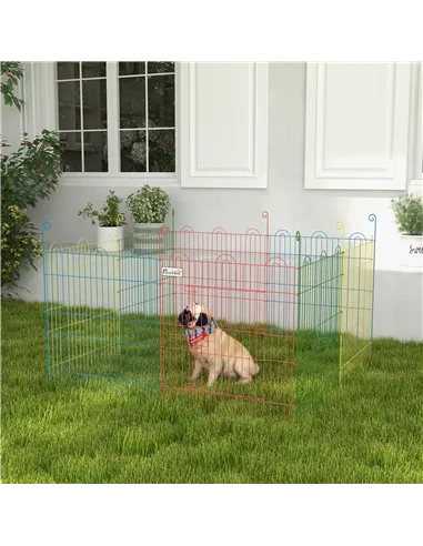 PawHut Pet Playpen Crate, with Eight Panels, Door, for Indoors and Outdoors, 60H x Φ156cm