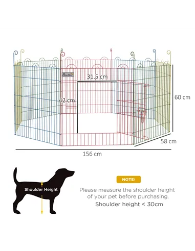 PawHut Pet Playpen Crate, with Eight Panels, Door, for Indoors and Outdoors, 60H x Φ156cm