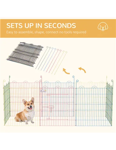 PawHut Pet Playpen Crate, with Eight Panels, Door, for Indoors and Outdoors, 60H x Φ156cm