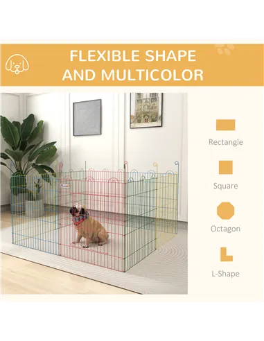PawHut Pet Playpen Crate, with Eight Panels, Door, for Indoors and Outdoors, 60H x Φ156cm