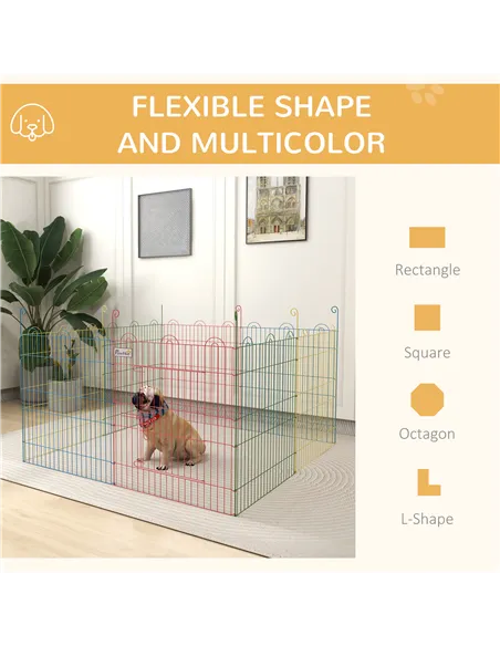PawHut Pet Playpen Crate, with Eight Panels, Door, for Indoors and Outdoors, 60H x Φ156cm