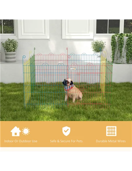 PawHut Pet Playpen Crate, with Eight Panels, Door, for Indoors and Outdoors, 60H x Φ156cm
