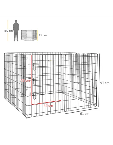 PawHut 8 Panel DIY Dog Pen with Door, for Dogs, Small Animals, Indoor/Outdoor Use, 91cm High