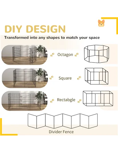 PawHut 8 Panel DIY Dog Pen with Door, for Dogs, Small Animals, Indoor/Outdoor Use, 91cm High