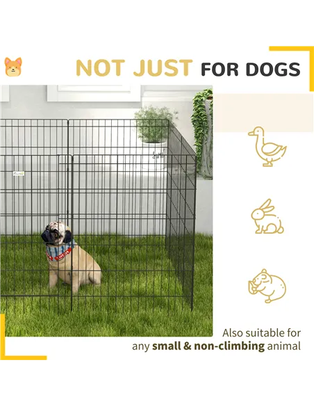 PawHut 8 Panel DIY Dog Pen with Door, for Dogs, Small Animals, Indoor/Outdoor Use, 91cm High