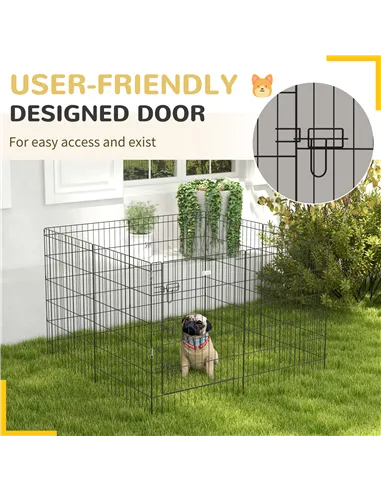 PawHut 8 Panel DIY Dog Pen with Door, for Dogs, Small Animals, Indoor/Outdoor Use, 91cm High