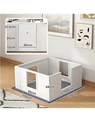 PawHut Whelping Box for Dogs with Whelping Pad, Adjustable Entrance, Non-slip Foot Pads, for Medium Dogs, 100 x 96cm