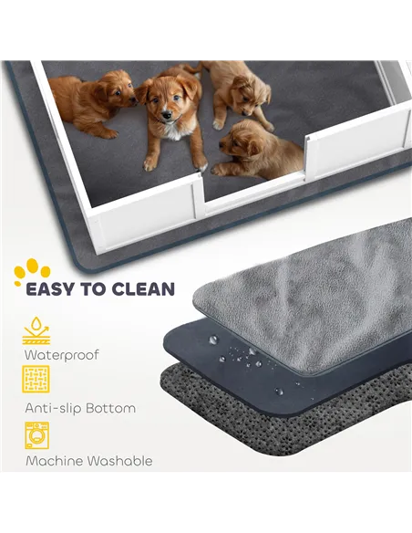 PawHut Whelping Box for Dogs with Whelping Pad, Adjustable Entrance, Non-slip Foot Pads, for Medium Dogs, 100 x 96cm