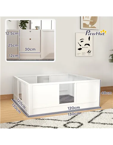 PawHut Whelping Box for Dogs with Whelping Pad, Adjustable Entrance, Non-slip Foot Pads, for Large Dogs, 124 x 120cm