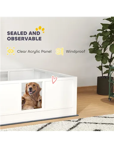 PawHut Whelping Box for Dogs with Whelping Pad, Adjustable Entrance, Non-slip Foot Pads, for Large Dogs, 124 x 120cm