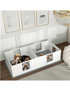 PawHut Two Room Design, Whelping Box for Dogs with Whelping Pad, Clear Panels, Adjustable Entrance, for Medium Dogs, 196 x 96cm 2